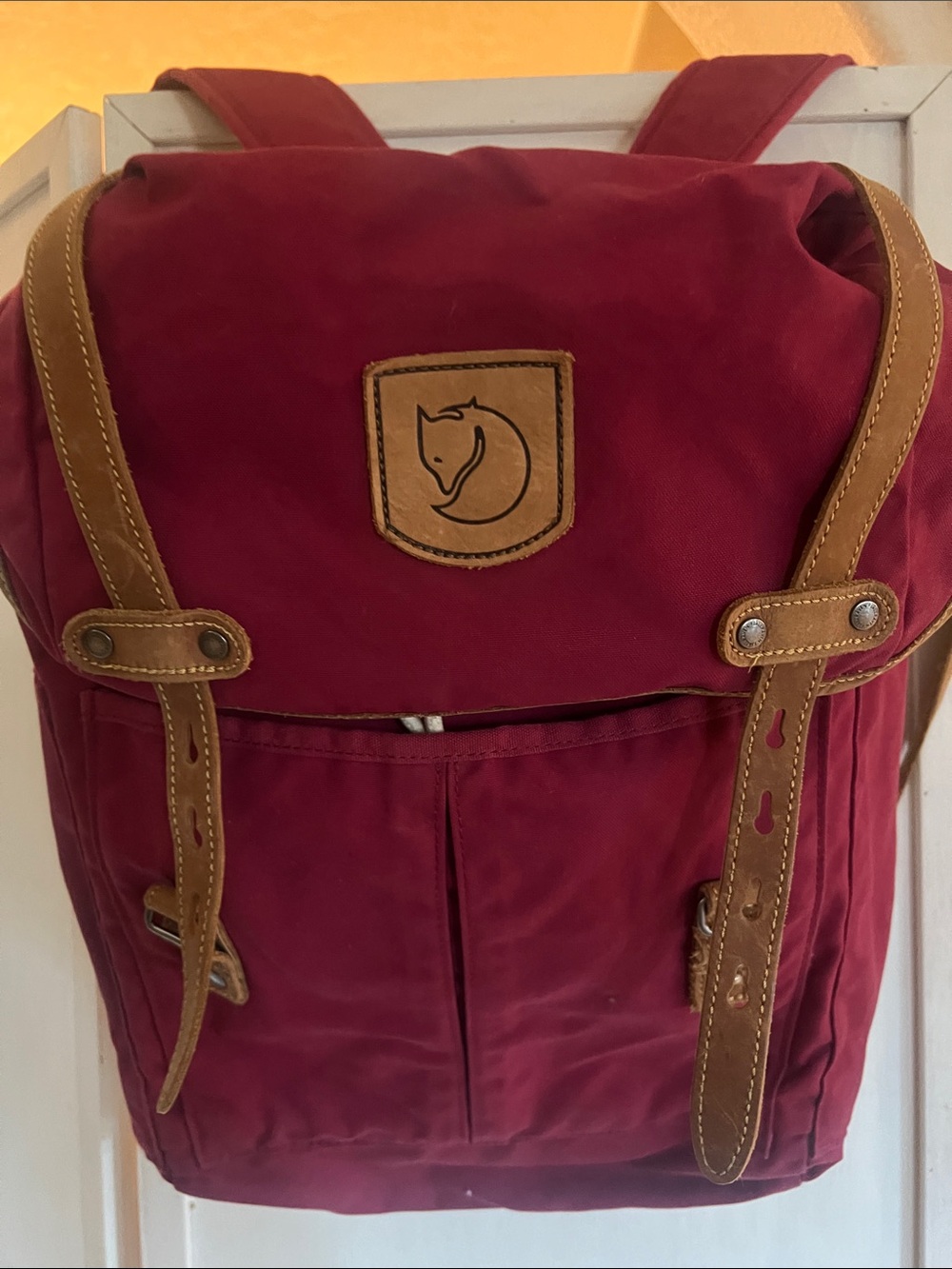 Firm price Fjallraven no 21 maroon red G-1000 Backpack with Leather Accents